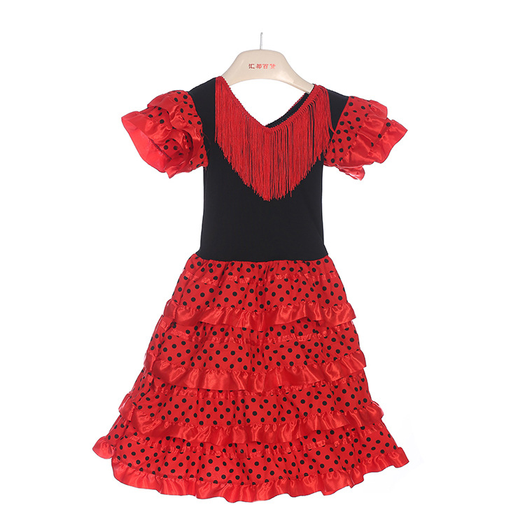 1 개/몫 전통 스페인어 댄스 복장 소녀 클래식 Flamengo 투우 축제 드레스